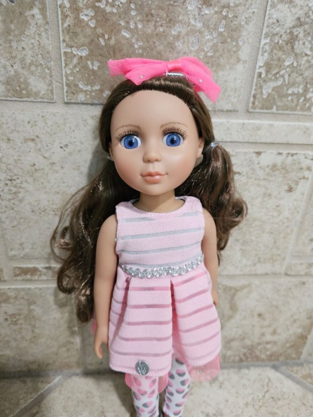 Glitter Girls Sarinia Doll 14 Inch Brunette Blue Eyes Pink Outfit Shoes